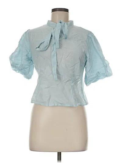 Pre-owned Divided By H&m Short Sleeve Blouse In Blue