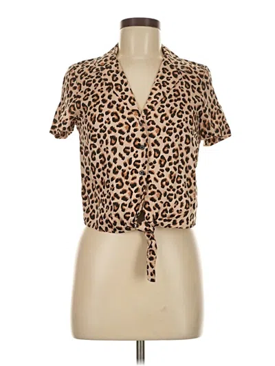 Pre-owned Divided By H&m Short Sleeve Blouse In Brown