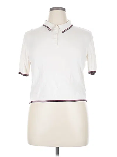 Pre-owned Divided By H&m Short Sleeve Top Ivory Collared Neckline Tops