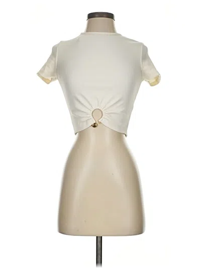 Pre-owned Divided By H&m Short Sleeve Top Ivory Keyhole Neckline Tops