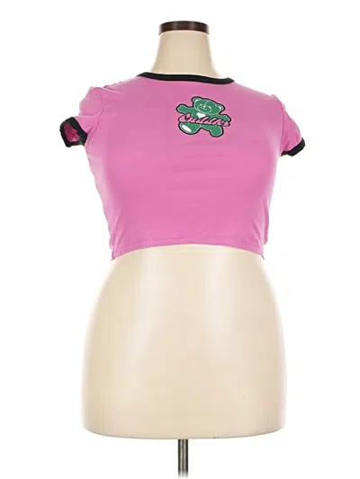 Pre-owned Divided By H&m Short Sleeve Turtleneck In Pink