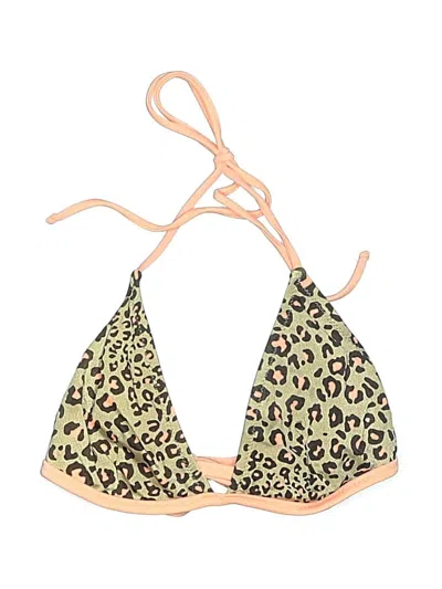 Pre-owned Divided By H&m Swimsuit Top Tan Animal Print Pattern Swimwear