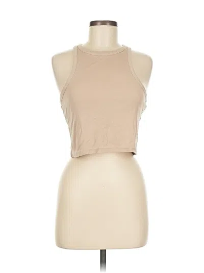 Pre-owned Divided By H&m Tank Top Tan Halter Neckline Tops In Brown