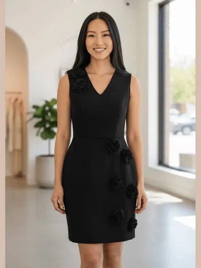 Divina Moda Deep V-neck Dress In Black