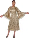 Divine Apparel Dcc5511 Mother Of The Bride Sequin Midi Dress In Gold