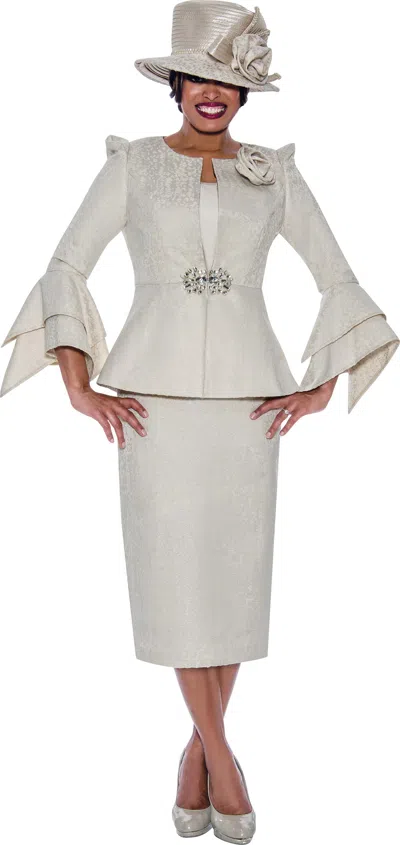 Divine Apparel G10163 Tea Length Mother Of The Bride Long Sleeve Dress In Gray