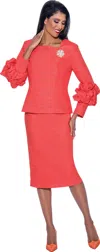 Divine Apparel Sl2012w Plus Size Formal Long Sleeve Midi Dress In Orange