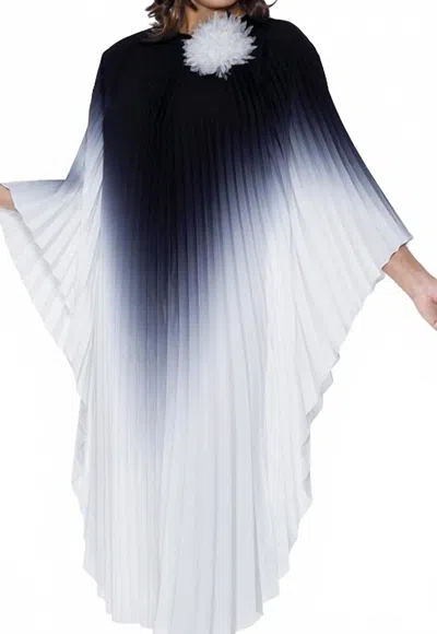 Divine Casuals Radiant Majesty Pleated Midi Dress In Black/white In Brown