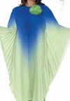 Divine Casuals Radiant Majesty Pleated Midi Dress In Royal/lime In Blue