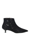 Divine Follie Woman Ankle Boots Black Size 8 Textile Fibers