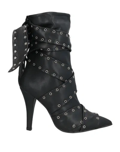 Divine Follie Woman Ankle Boots Black Size 8 Textile Fibers