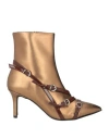 Divine Follie Woman Ankle Boots Bronze Size 8 Textile Fibers