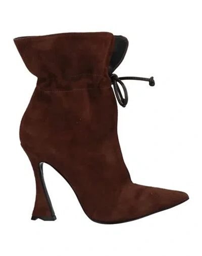 Divine Follie Woman Ankle Boots Brown Size 10 Soft Leather
