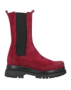 Divine Follie Woman Ankle Boots Burgundy Size 8 Leather In Red