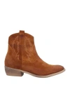 Divine Follie Woman Ankle Boots Camel Size 11 Soft Leather In Beige