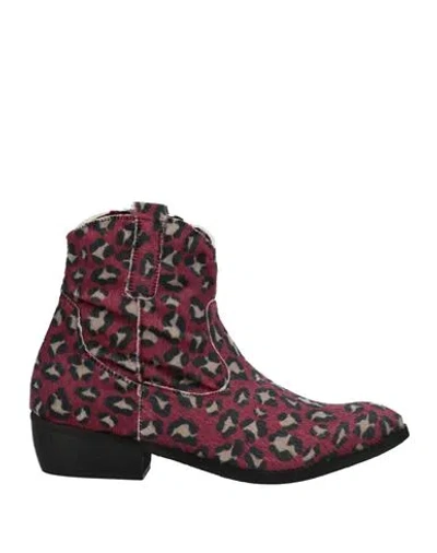 Divine Follie Woman Ankle Boots Garnet Size 11 Soft Leather In Red