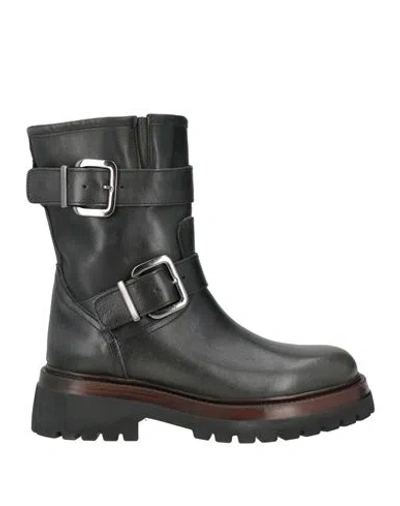 Divine Follie Woman Ankle Boots Lead Size 8 Leather In Gray