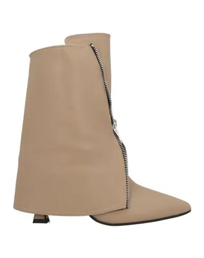 Divine Follie Woman Ankle Boots Light Brown Size 8 Textile Fibers
