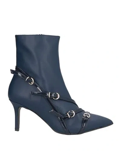 Divine Follie Woman Ankle Boots Navy Size 8 Textile Fibers