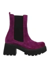Divine Follie Woman Ankle Boots Deep Purple Size 11 Soft Leather In Purple