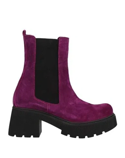 Divine Follie Woman Ankle Boots Deep Purple Size 11 Soft Leather