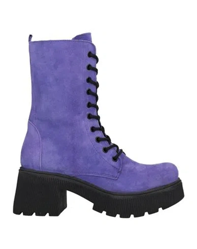 Divine Follie Woman Ankle Boots Purple Size 11 Soft Leather
