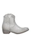 Divine Follie Woman Ankle Boots Silver Size 8 Leather In Silver