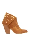 Divine Follie Woman Ankle Boots Tan Size 7 Leather In Brown
