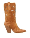 Divine Follie Woman Ankle Boots Tan Size 8 Leather In Brown