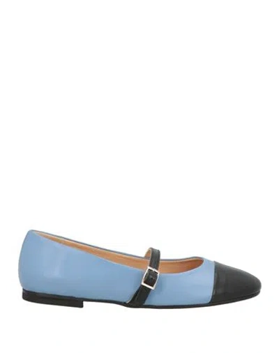 Divine Follie Woman Ballet Flats Azure Size 8 Leather In Blue