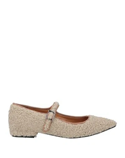 Divine Follie Woman Ballet Flats Beige Size 6 Textile Fibers
