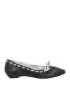 Divine Follie Woman Ballet Flats Black Size 8 Leather In Black