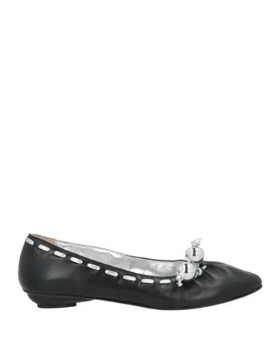 Divine Follie Woman Ballet Flats Black Size 8 Leather