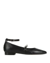 Divine Follie Woman Ballet Flats Black Size 8 Leather In Black