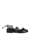 Divine Follie Woman Ballet Flats Black Size 8 Leather In Black