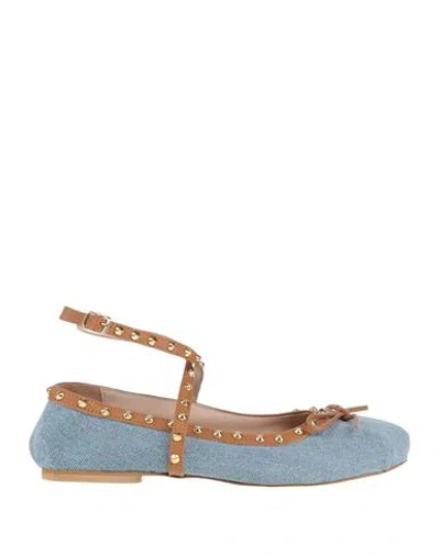 Divine Follie Woman Ballet Flats Blue Size 8 Textile Fibers