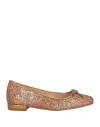 Divine Follie Woman Ballet Flats Bronze Size 8 Textile Fibers, Leather In Yellow