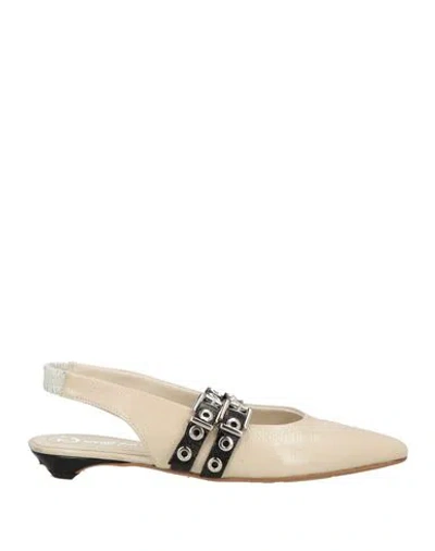 Divine Follie Woman Ballet Flats Cream Size 8 Leather In Neutral