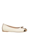 Divine Follie Woman Ballet Flats Cream Size 8 Leather In White
