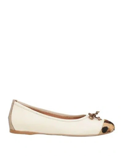 Divine Follie Woman Ballet Flats Cream Size 8 Leather In White