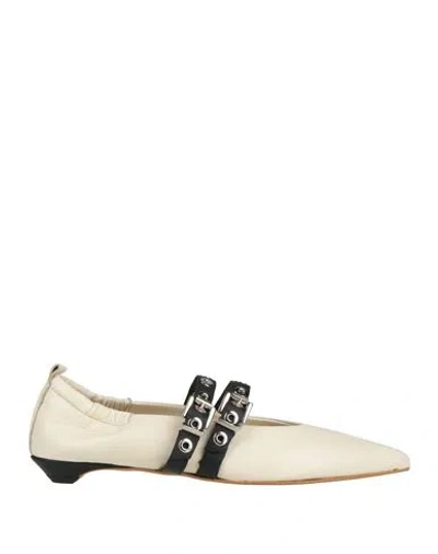 Divine Follie Woman Ballet Flats Cream Size 8 Leather In White