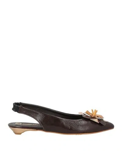 DIVINE FOLLIE DIVINE FOLLIE WOMAN BALLET FLATS DARK BROWN SIZE 8 LEATHER