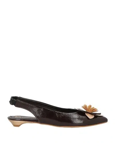 DIVINE FOLLIE DIVINE FOLLIE WOMAN BALLET FLATS DARK BROWN SIZE 8 LEATHER