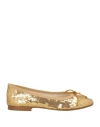 Divine Follie Woman Ballet Flats Gold Size 8 Textile Fibers In Gold