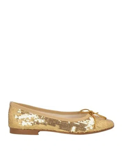Divine Follie Woman Ballet Flats Gold Size 8 Textile Fibers