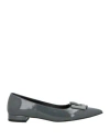 Divine Follie Woman Ballet Flats Grey Size 10 Textile Fibers In Gray