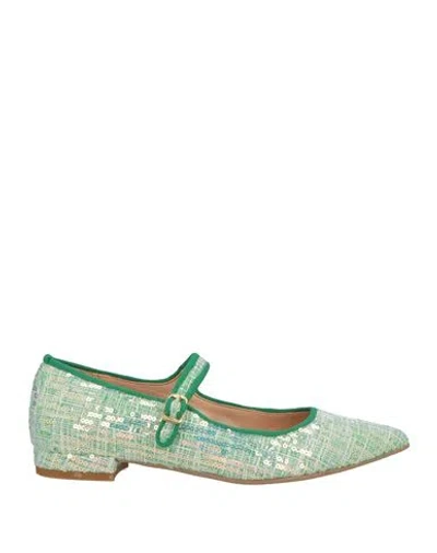 Divine Follie Woman Ballet Flats Light Green Size 8 Textile Fibers