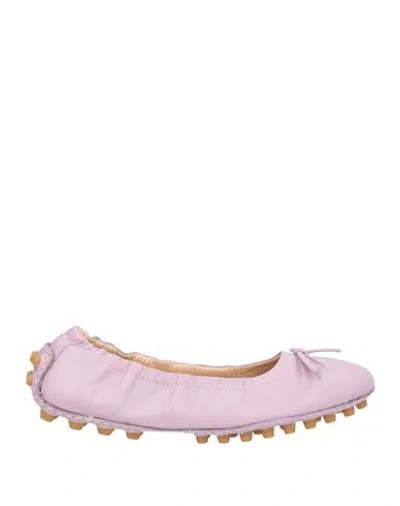 Divine Follie Woman Ballet Flats Lilac Size 8 Leather In Purple