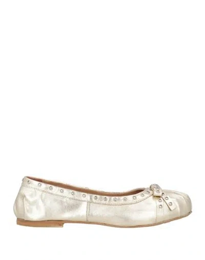 Divine Follie Woman Ballet Flats Platinum Size 8 Leather In Gold