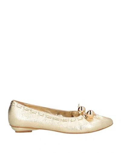 Divine Follie Woman Ballet Flats Platinum Size 8 Leather In Grey